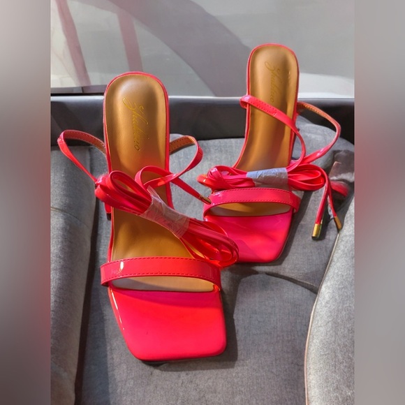 NEW WOMEN’S STRAPPY LACE UP  SQUARE TOE STILETTOS HOT PINK SIZE 8.5 - Picture 10 of 13